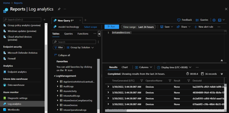 Advanced Reporting with Intune Data Warehouse and Log Analytics ...